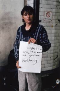 'I signed on and they would not give me nothing' 1992-3 Gillian Wearing OBE born 1963 Purchased 2000 http://www.tate.org.uk/art/work/P78350