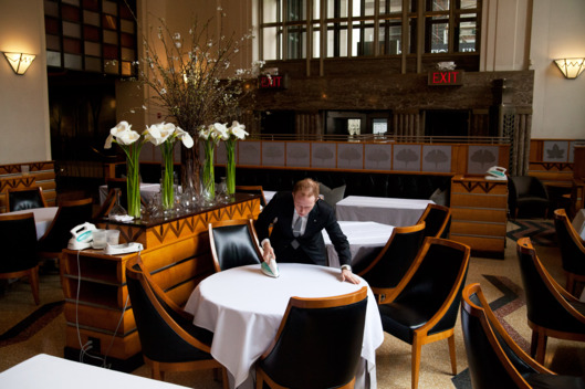 Eleven Madison Park. Readying the tables. Photo: Konstantin Sergeyev
