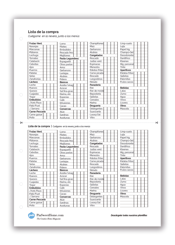 Esta plantilla de la Lista de la Compra es más práctica de lo que crees. Úsala y verás que tu casa está mejor organizada. Ninguna App ha podido con este sistema.
